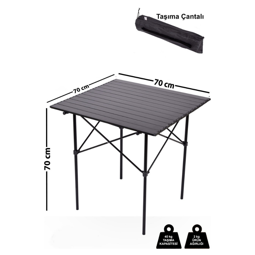 ThruPeak Alüminyum Katlanır Kamp ve Piknik Masası - Çantalı, Yanmaz ve Kırılmaz