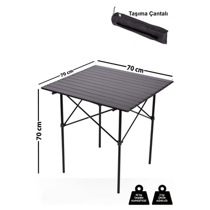 ThruPeak Alüminyum Katlanır Kamp ve Piknik Masası - Çantalı, Yanmaz ve Kırılmaz